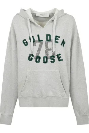 Golden Goose Sweatshirts & Hoodies, Dames, Grijs, M, Katoen, Katoenen Hoodie met Geborduurd Logo