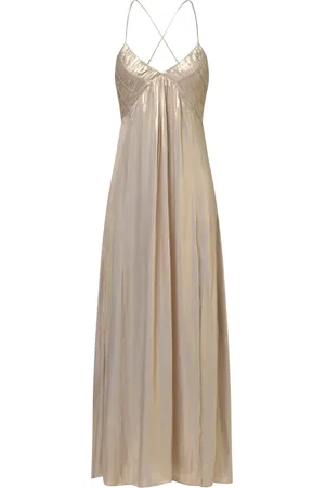 Zadig & Voltaire Kleedjes, Dames, Bruin, S, Satijn, Gouden Satijn Elegante Jurk