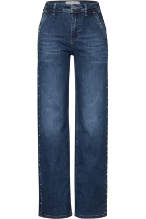 Street one Jeans, Dames, Blauw, W31 L30, Katoen, Wide Leg Jeans met studs