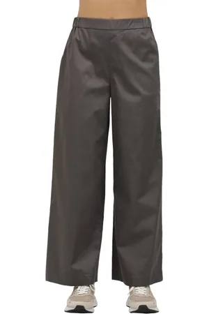 Max Mara Broeken, Dames, Grijs, XS, Katoen, Puur katoenen rechte pijp broek