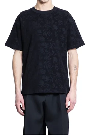 Soulland Tops, Heren, Zwart, S, Katoen, Bloemen Jacquard Pluche T-shirt