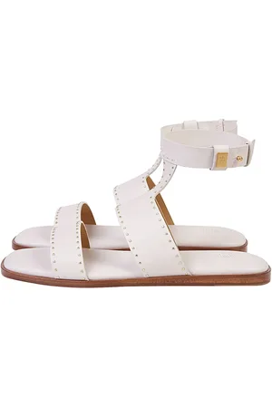 ELEVENTY Schoenen, Dames, Wit, 38 EU, Studded Leren Sandalen