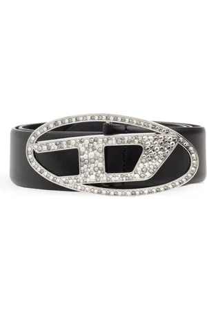 Diesel Accessoires, Dames, Zwart, 75 CM, Leer, Riem met Logo