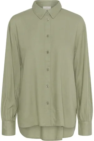 Kaffe Blouses & Shirts, Dames, Groen, 3Xl, Groene Blouse Kamilia Stijl