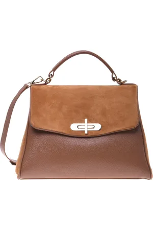BALDININI Tassen, Dames, Bruin, ONE Size, Suede and tumbled leather handbag