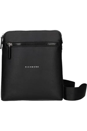 John Richmond Tassen, Heren, Zwart, ONE Size, Leer, Zwarte leren schoudertas