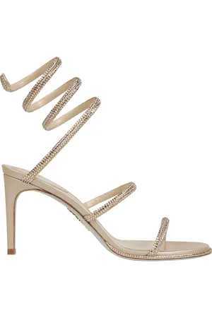RENE CAOVILLA Schoenen, Dames, , 39 EU, Leer, Handgemaakte Spiraal Sandalen met Kristallen