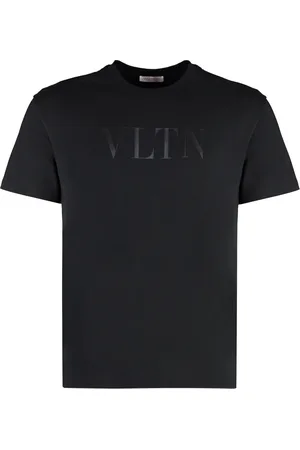 VALENTINO Tops, Heren, Zwart, L, Katoen, Geribbelde ronde hals katoenen T-shirt