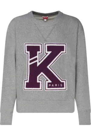Kenzo Sweatshirts & Hoodies, Heren, Grijs, M, Katoen, Logo Patch Detail Sweatshirt
