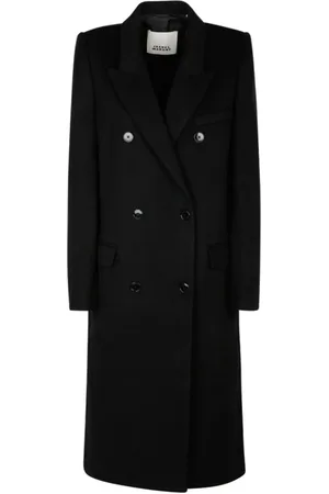 Isabel Marant Mantels, Dames, Zwart, S, Wol, Zwarte wollen blend lange jas
