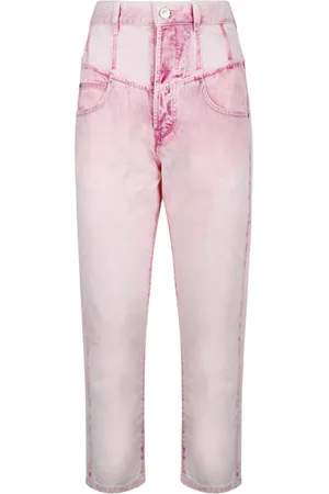 Isabel Marant Jeans, Dames, Roze, S, Denim, Roze Denim Flared Patchwork Broek
