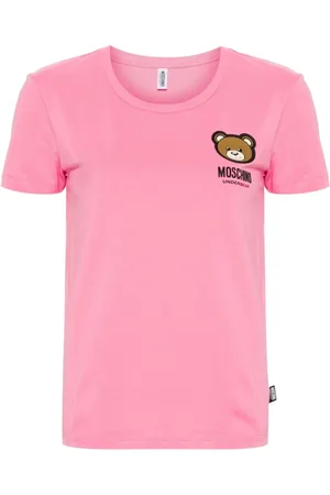 Moschino Tops, Dames, Roze, L, Katoen, Logo Stretch-Jersey Katoen Ondergoed Roze