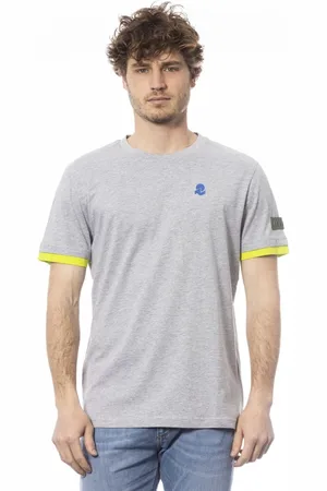 Invicta Tops, Heren, Grijs, XL, Katoen, Dubbel Logo Katoenen T-shirt Korte Mouw