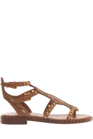 Ash Schoenen, Dames, Bruin, 36 EU, Leer, Leren sandalen met enkelband