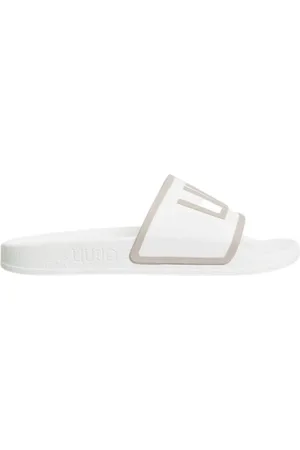 Liu Jo Schoenen, Dames, Wit, 37 EU, Rubberen Wit Logo Slipper