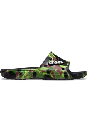 Crocs Schoenen, Dames, Zwart, 39 EU, Klassieke Camo Slide Sandalen