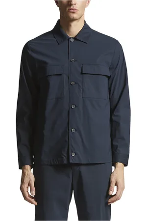 PESERICO SIGN Jassen, Heren, Blauw, S, Katoen, Stretch katoenen lichtgewicht canvas overshirt