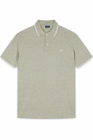 Paul & Shark Tops, Heren, Groen, S, Katoen, Gestreepte afwerking katoenen poloshirt