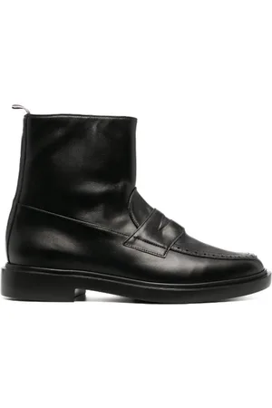Thom Browne Schoenen, Heren, Zwart, 42 EU, Leer, Zwarte Leren Enkellaars