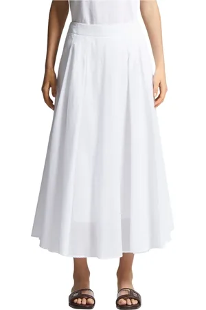 PESERICO SIGN Kleedjes, Dames, Wit, 2Xs, Katoen, Puur katoenen voile halftransparante midi-rok