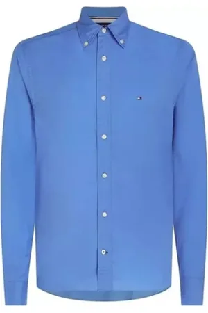Tommy Hilfiger Overhemden, Heren, Blauw, XS, Katoen, Blauwe Spell Shirt met Logo Borduursel