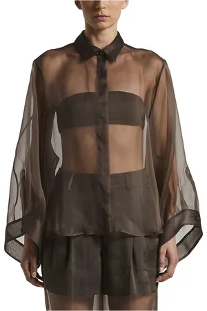 PESERICO SIGN Blouses & Shirts, Dames, Bruin, XS, Organza, Blouses & Shirts