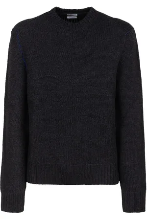 Burberry Truien, Heren, Zwart, L, Kasjmier, Houtskool Kasjmier Crew Neck Sweater