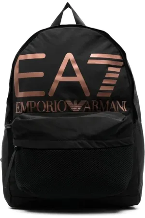 EA7 Tassen, unisex, Zwart, ONE Size, Polyester, Casual zwarte rugzak met roségouden logo
