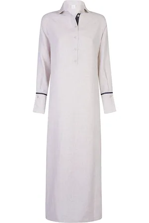 ELEVENTY Kleedjes, Dames, , XL, Linnen, Linnen Viscose Caftan Jurk Lurex