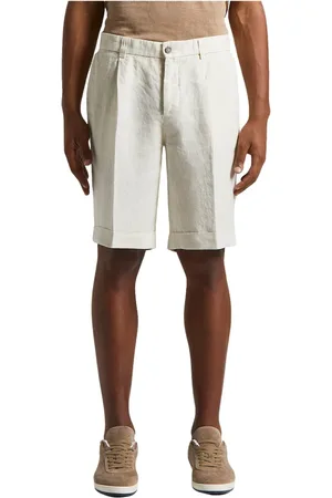 PESERICO SIGN Korte broeken, Heren, Wit, S, Linnen, Puurlinnen Bermuda shorts