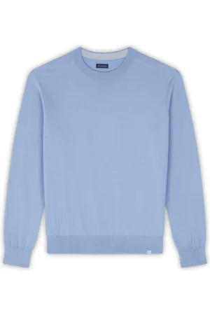 Paul & Shark Truien, Heren, Blauw, L, Katoen, Katoenen en kasjmier trui met leren details
