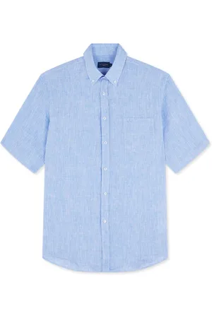 Paul & Shark Overhemden, Heren, Blauw, 3Xl, Linnen, Premium Linnen Overhemd met Verfijnde Details