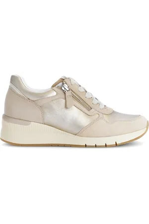 Gabor Schoenen, Dames, Veelkleurig, 42 1/2 EU, Leer, Beige metalen manden in metallic leer
