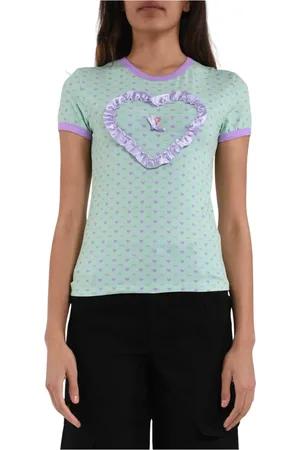 GCDS Tops, Dames, Groen, L, Katoen, Polly Pocket All Over Print T-shirt