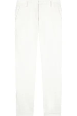 Dondup Broeken, Heren, Wit, W34, Katoen, Slim Gabardine Katoenen Broek