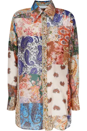 ZIMMERMANN Blouses & Shirts, Dames, Veelkleurig, M, Zijden Overhemd met Grafische Print