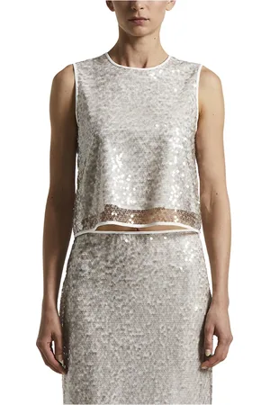 PESERICO SIGN Tops, Dames, , M, Pailletten, Lichtgewicht doorschijnende pailletten net top