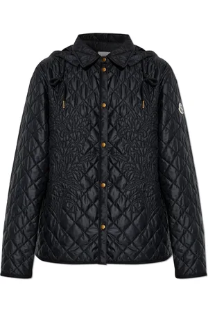 Moncler Jassen, Dames, Zwart, 2Xs, Gewatteerde jas met afneembare capuchon