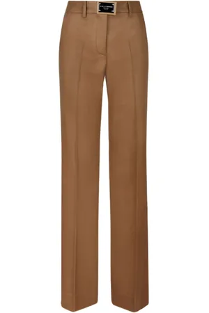 Dolce & Gabbana Broeken, Dames, Bruin, XS, Wol, Kameelbruine Straight Leg Broek