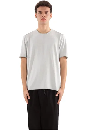 TRANSIT Tops, Heren, Wit, L, Katoen, Vanisé Gebreid T-shirt in Katoen