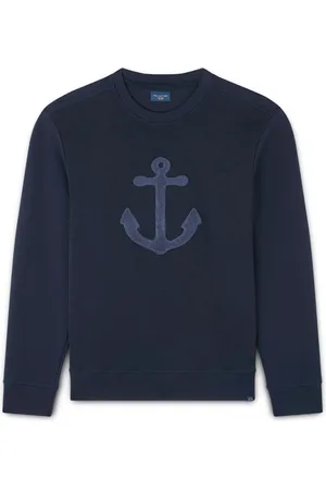 Paul & Shark Sweatshirts & Hoodies, Heren, Blauw, S, Katoen, Anker Geborduurde Fleece Sweater
