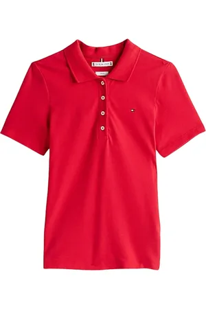 Tommy Hilfiger Tops, Dames, Rood, XS, Katoen, 1985 Slim Pique Polo Shirt