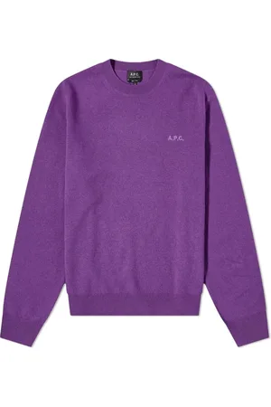 A.P.C. Truien, Dames, Paars, M, Nina Pullover Sweater Violet Geborduurd Logo