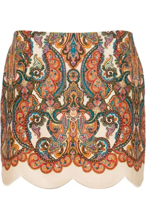ZIMMERMANN Rokken, Dames, Veelkleurig, M, Linnen, Geborduurde Mini Rok met Zakken