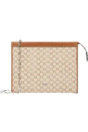 Max Mara Tassen, Dames, Bruin, ONE Size, Katoen, Bruine Kleine Plat Envelop Tas