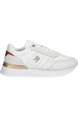 Tommy Hilfiger Schoenen, Dames, , 39 EU, Leer, Ecru Mode Runner Sneakers