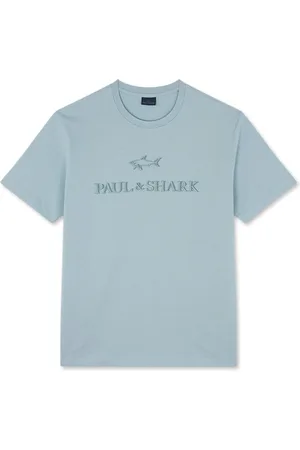 Paul & Shark Tops, Heren, Blauw, 2Xl, Katoen, Logo Geborduurd Katoenen Jersey T-shirt