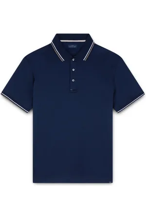 Paul & Shark Tops, Heren, Blauw, L, Katoen, Gestreepte Trims Katoenen Poloshirt
