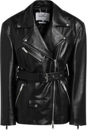 Halfboy Jassen, Dames, Zwart, S, Biker Leren Jas