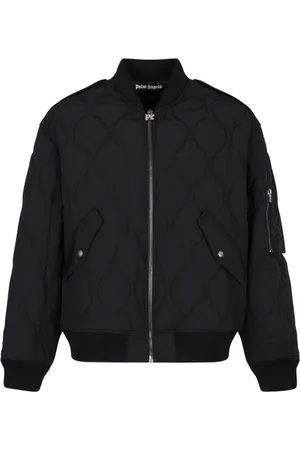 Palm Angels Jassen, Heren, Zwart, M, Zwarte Gewatteerde Bomberjack